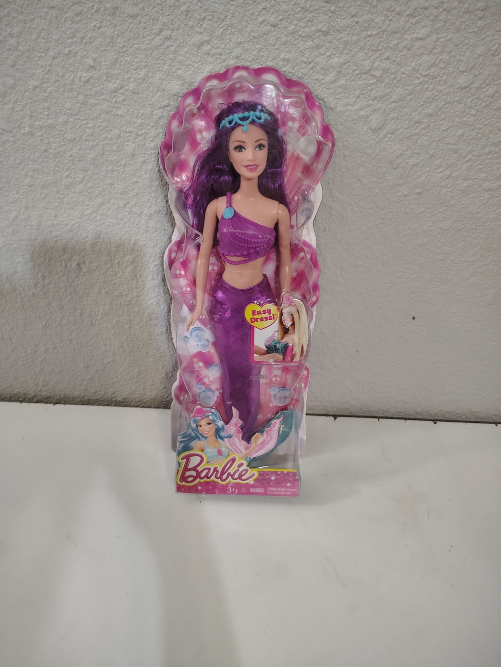 NIB Mattel Barbie Mermaid Doll Easy Dress Purple Hair Toy NEW Brunette
